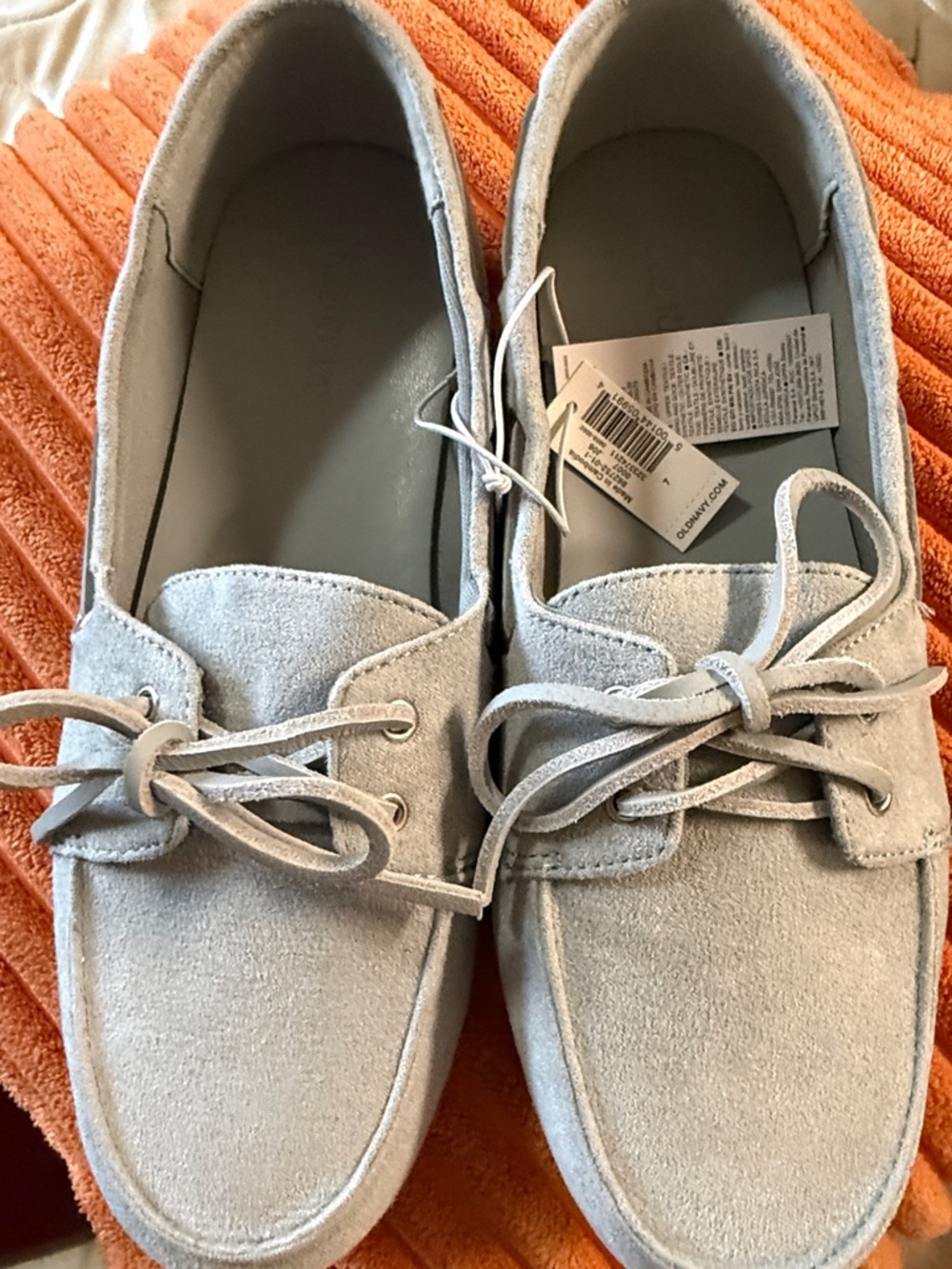 Old Navy faux Suede Boat Shoes in Light Gray Blue Casual Lace-Up| size 7